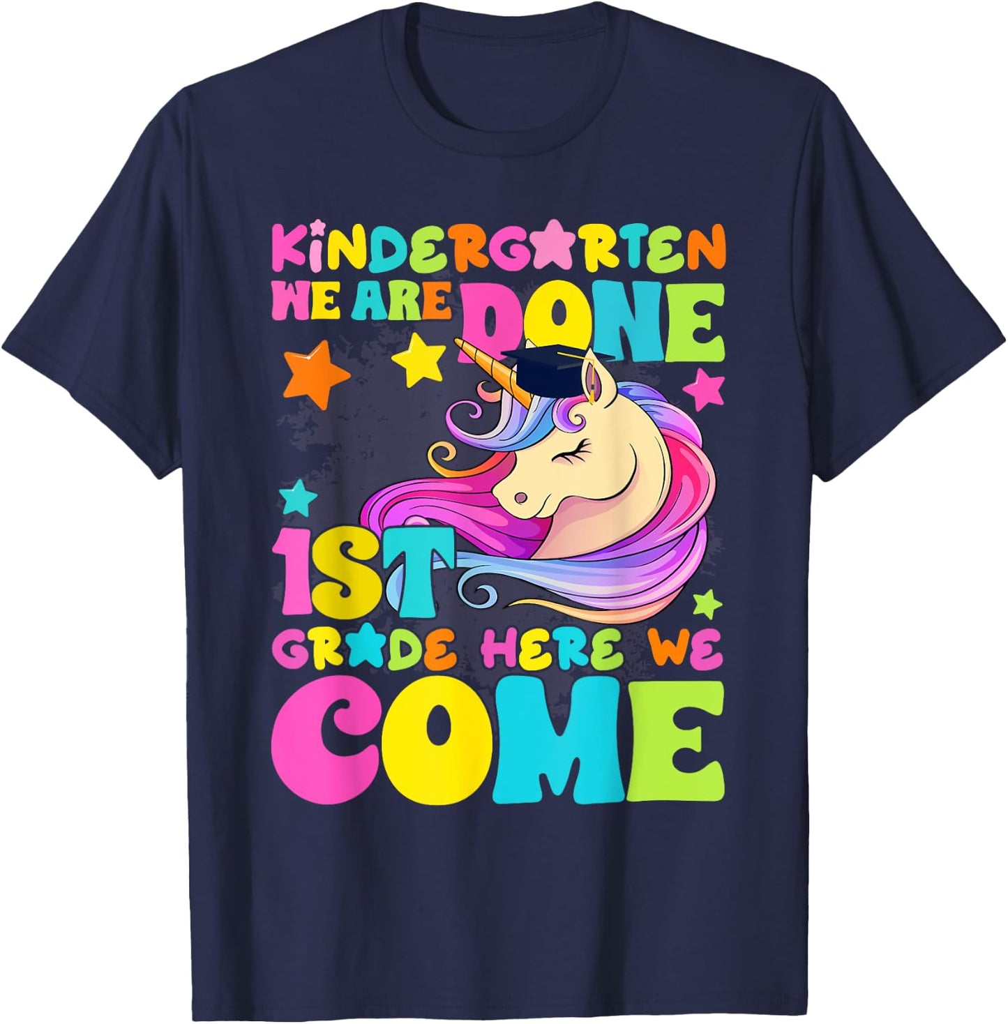 Kindergarten Graduation Magical Unicorn Girls Kids 2025 T-Shirt - T-Shirt | Navy