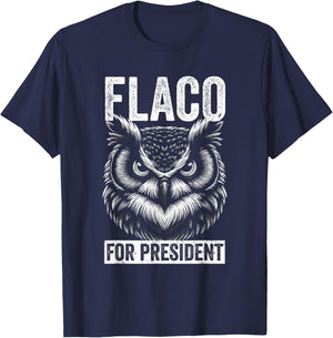 Flaco For President Eurasian Eagle Owl Distressed T-Shirt - T-Shirt | Navy