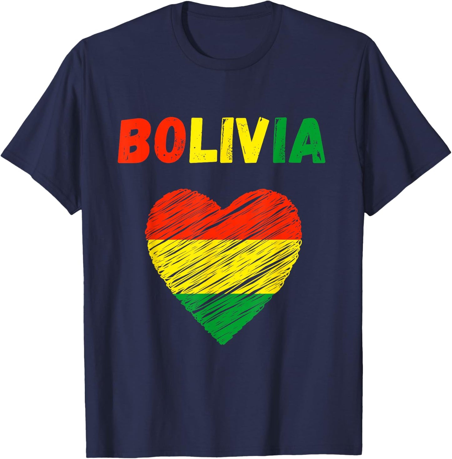 Bolivia Flag Holiday Bolivia Heart Bolivian Flag T-Shirt - T-Shirt | Navy