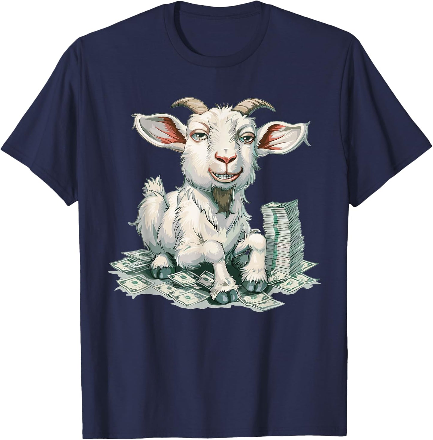 Cartoon Money Goat T-Shirt - T-Shirt | Navy
