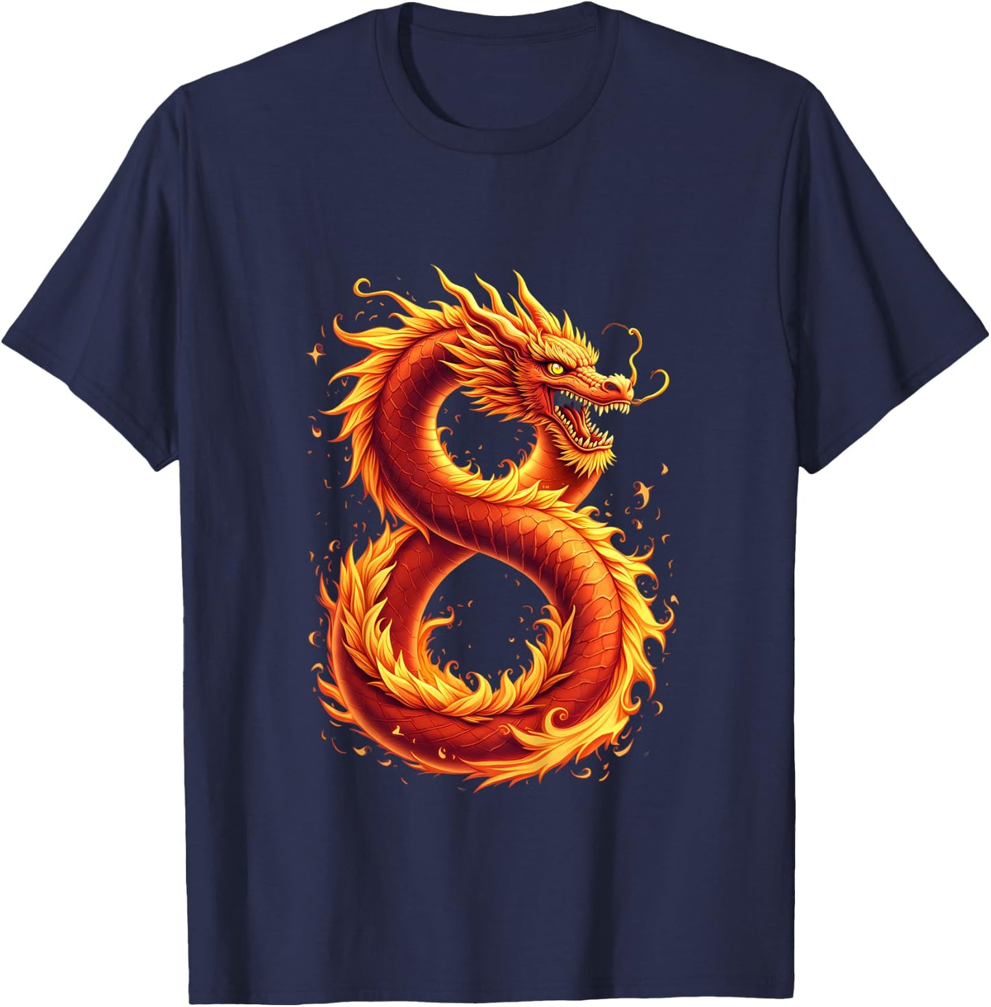 Kids Turning 8 Years Old Birthday, Boy Dragon 8th Bday Girl T-Shirt - T-Shirt | Navy