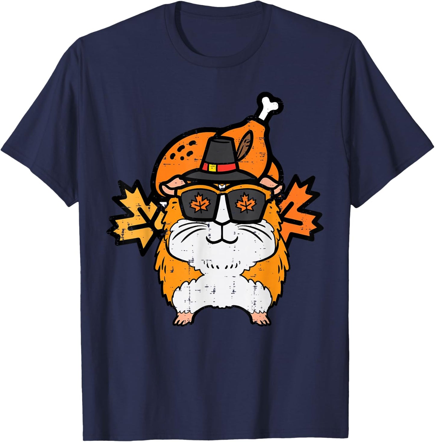 Thanksgiving Guinea Pig Turkey Day Fall Pet Men Women Kids T-Shirt - T-Shirt | Navy
