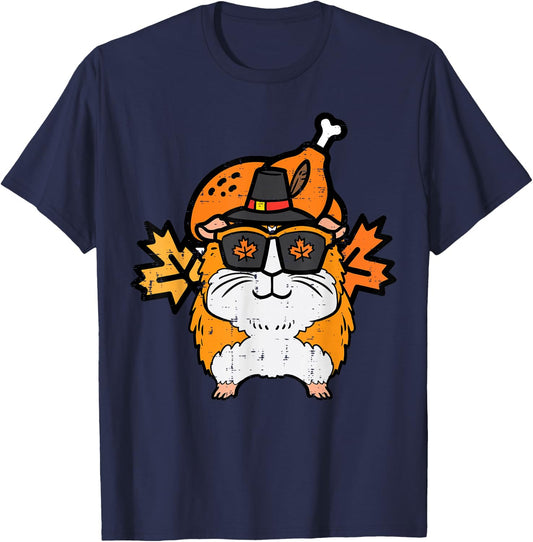 Thanksgiving Guinea Pig Turkey Day Fall Pet Men Women Kids T-Shirt - T-Shirt | Navy