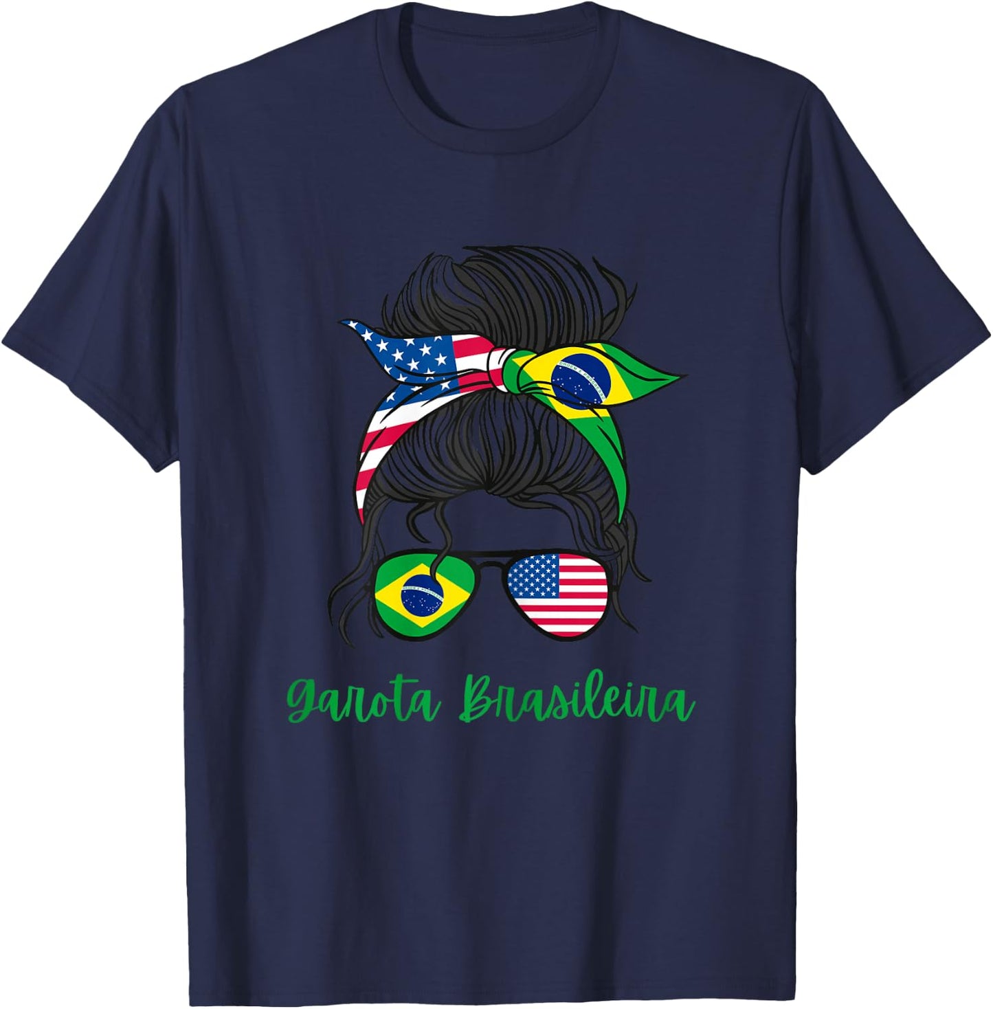 Brazil Girls USA American Brazilian Girl T-Shirt - T-Shirt | Navy