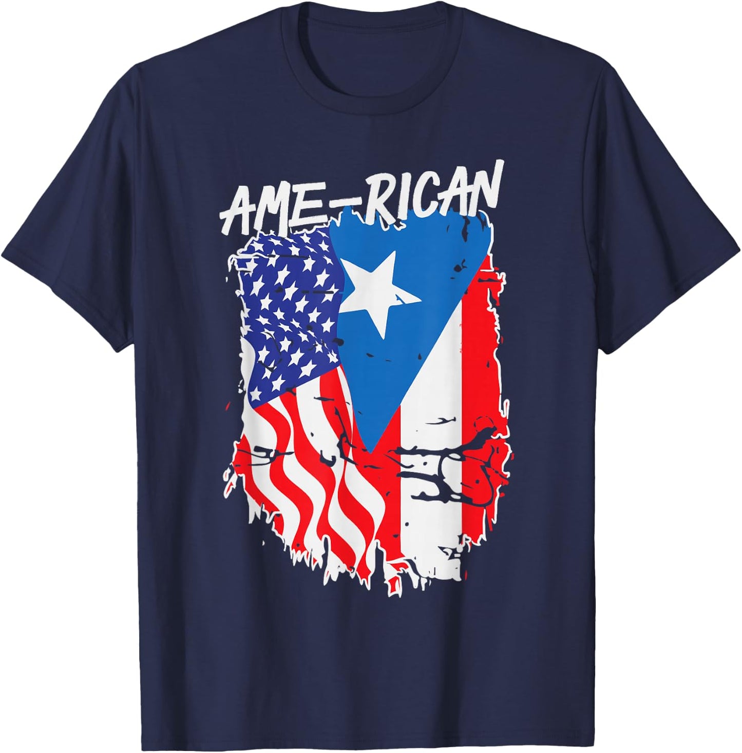 American Puerto Rican Flag Puerto Rico US America Hispanic T-Shirt - T-Shirt | Navy