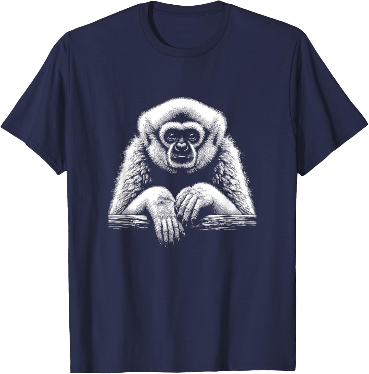 Gibbon Graphic Art Design T-Shirt - T-Shirt | Navy