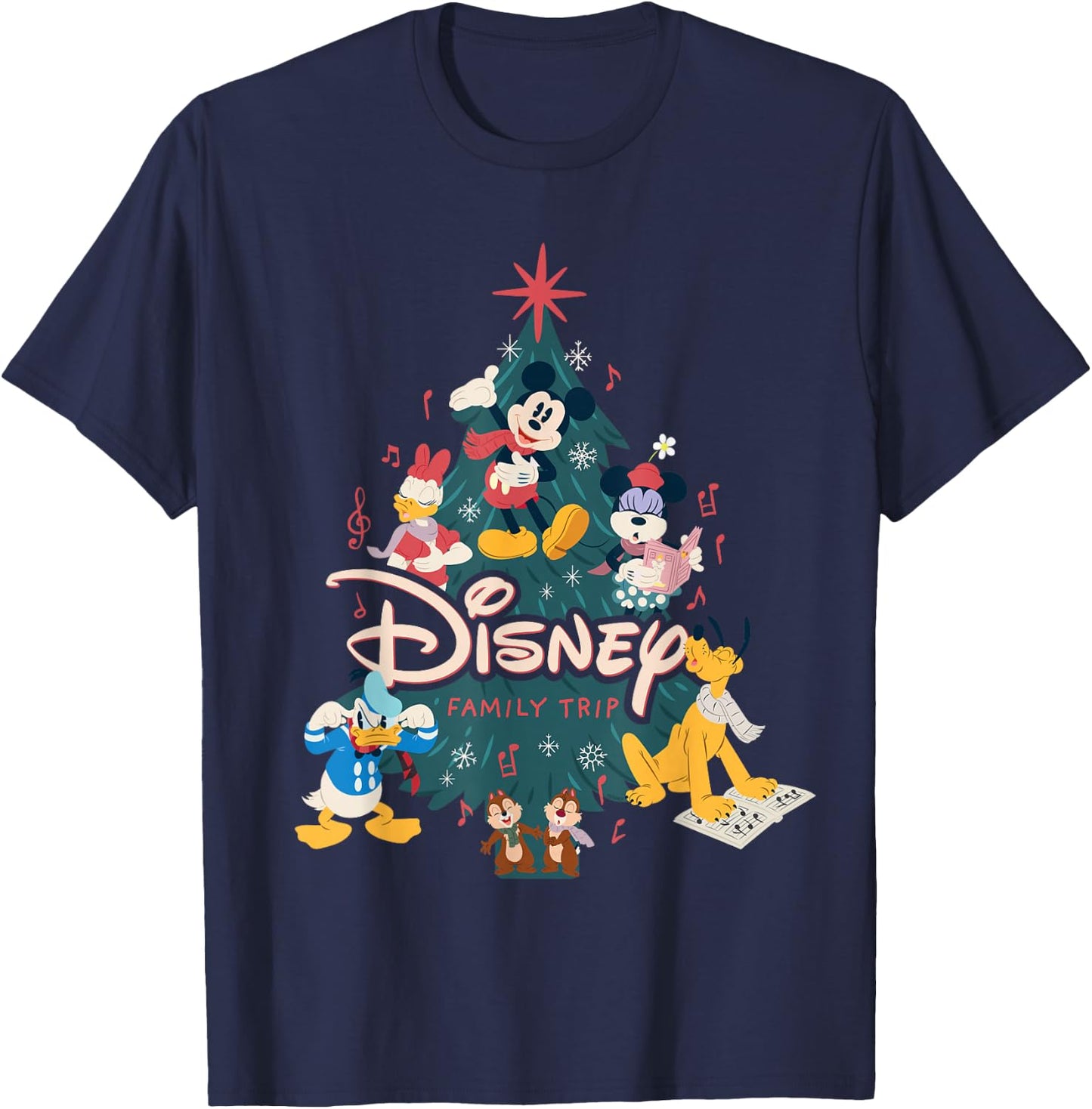 Disney Mickey & Friends Carols Christmas Holiday Family Trip T-Shirt - T-Shirt | Navy