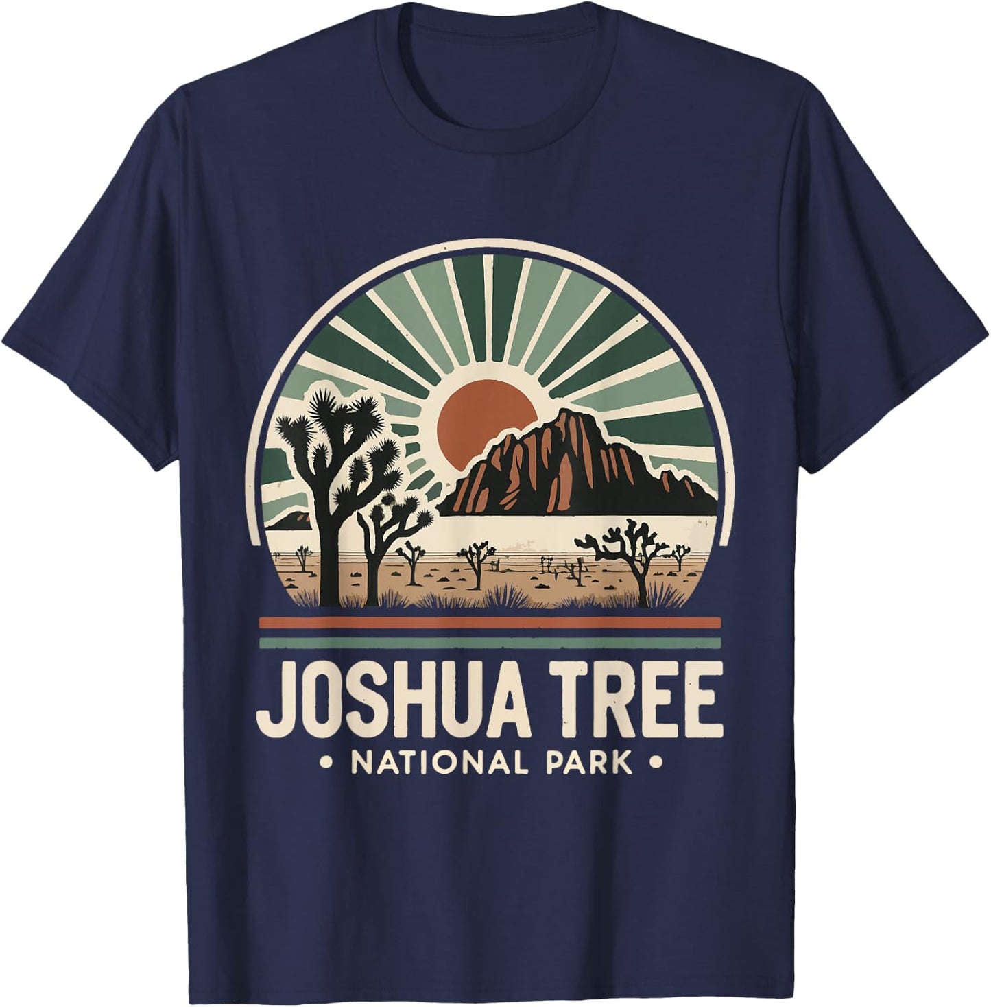 Joshua Tree National Park Retro Vintage Hike Camping Outdoor T-Shirt - T-Shirt | Navy