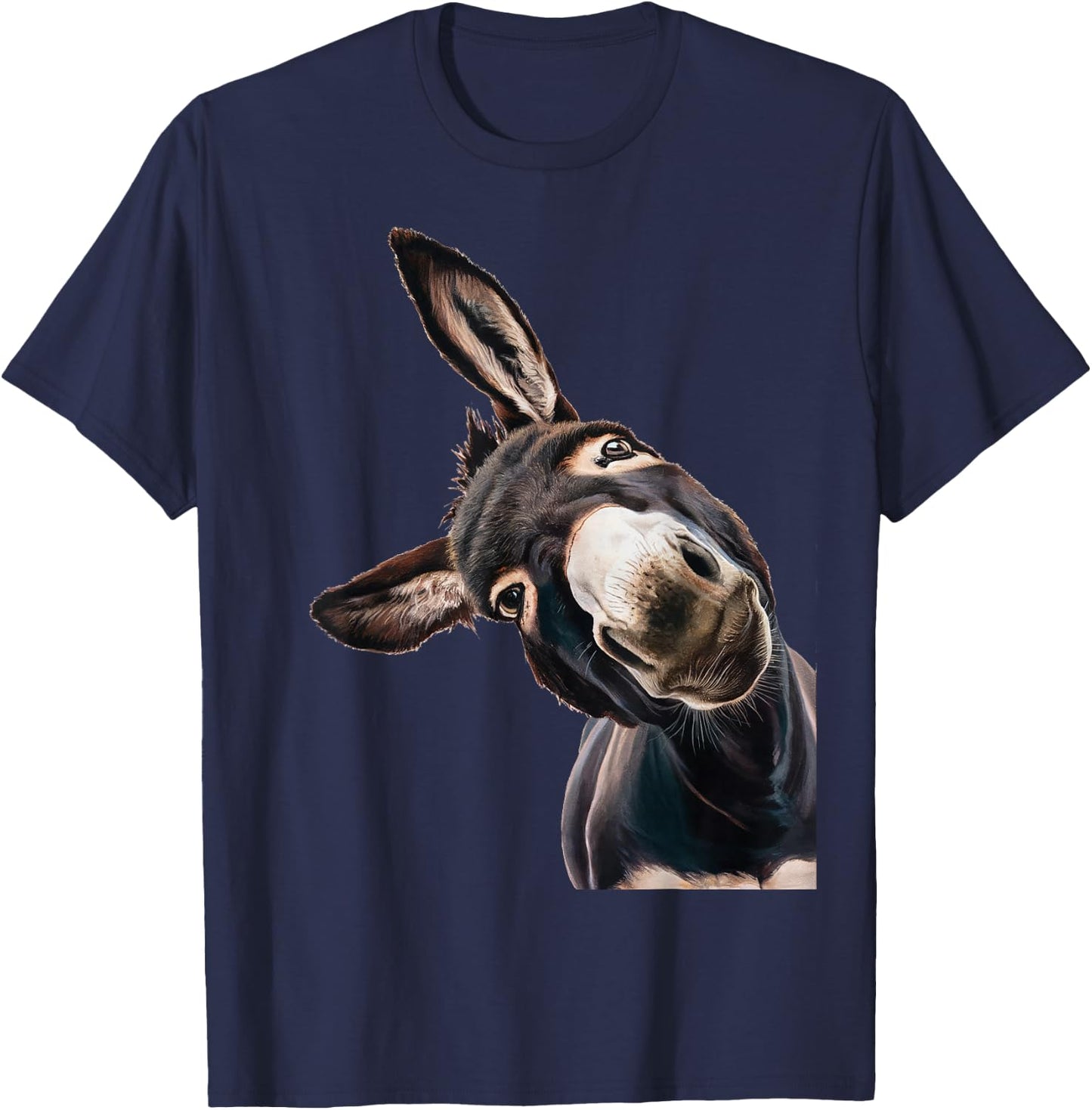 Funny Donkey Head Art Quirky Animal Lover Smile T-Shirt - T-Shirt | Navy