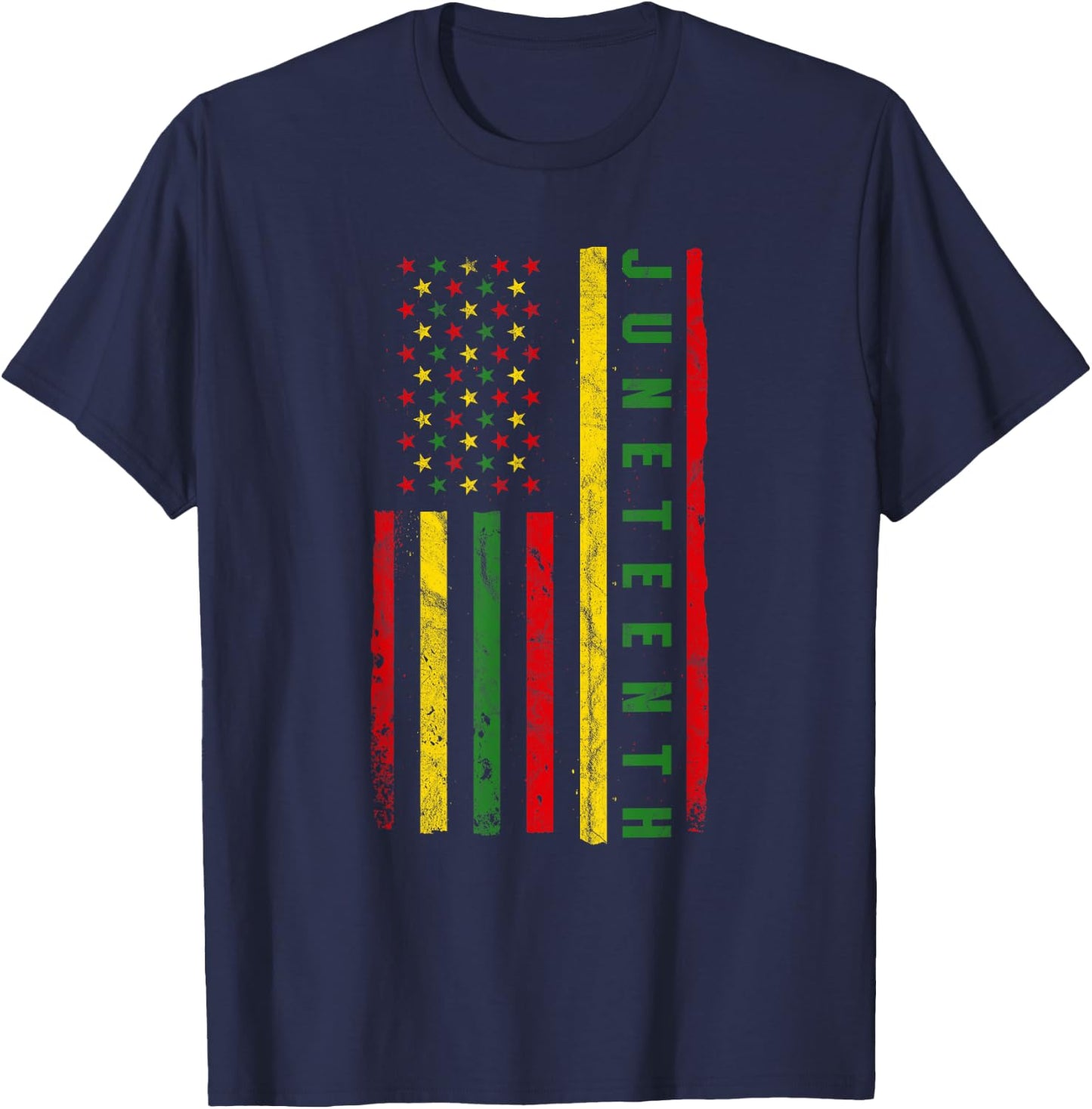 Juneteenth American Flag Emancipation Melanin Black T-Shirt - T-Shirt | Navy