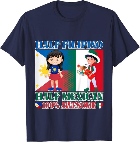 Half Filipino Half Mexico Toddler Mexico Philippines Flag T-Shirt - T-Shirt | Navy
