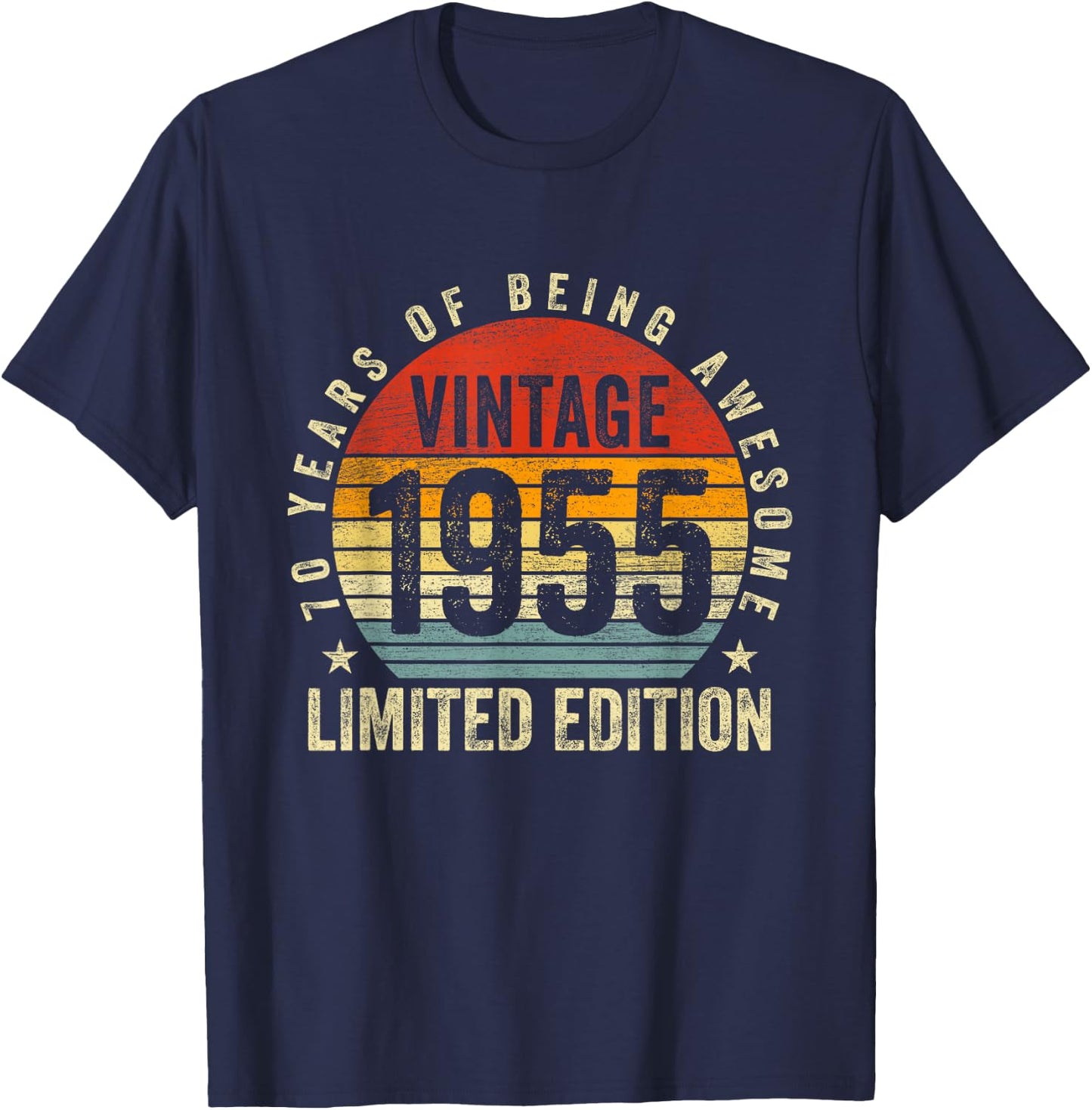 70 Years Old Vintage 1955 Born In 1955 70th Birthday Gifts T-Shirt - T-Shirt | Navy