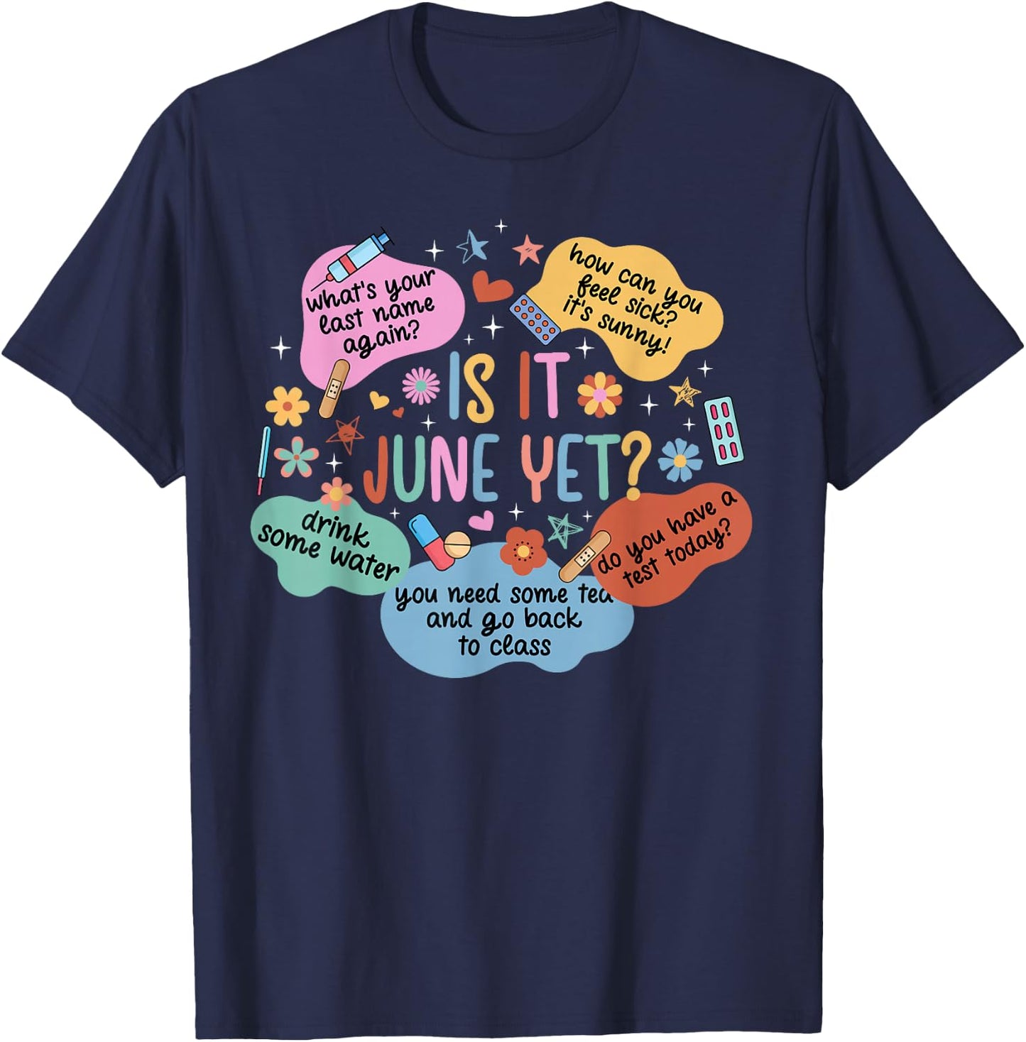 School Nurse Funny School Nursing School Nurses Day T-Shirt - T-Shirt | Navy