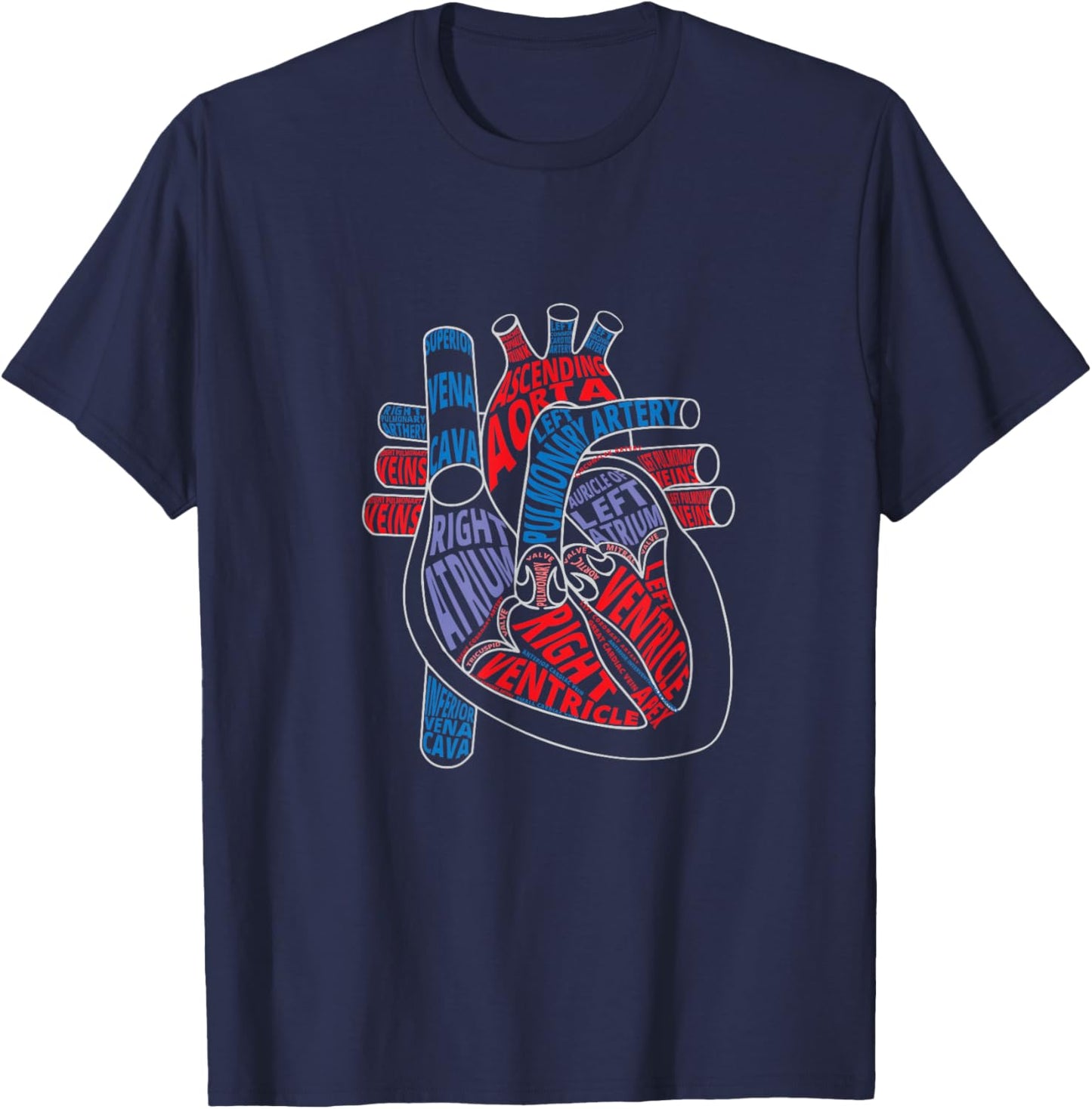 Parts of Heart Anatomical Heart Gift Cardiologist T-Shirt - T-Shirt | Navy