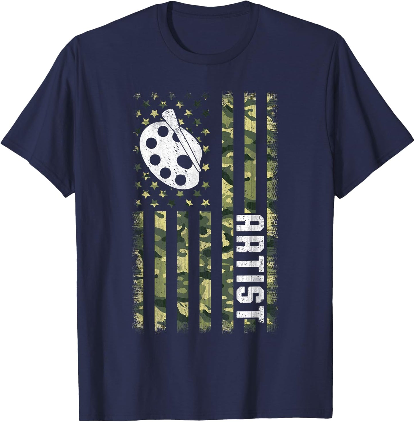 Camo American Flag USA Camouflage Patriotic Artist T-Shirt - T-Shirt | Navy