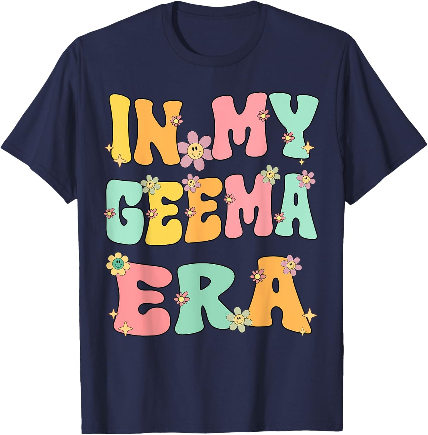 In My Geema Era Retro Groovy Geema Grandma Mothers day Cute T-Shirt - T-Shirt | Navy