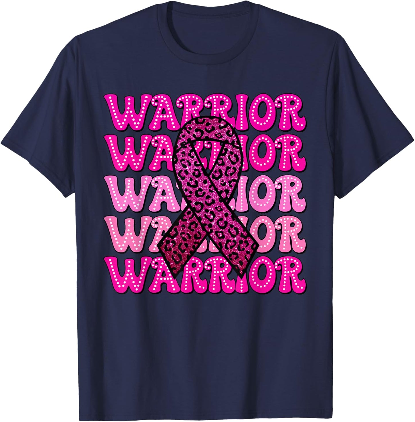 Fight Breast Cancer Awareness Warrior Pink Ribbon Pink Out T-Shirt - T-Shirt | Navy