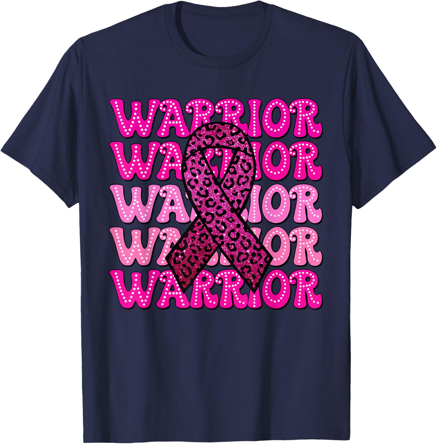Fight Breast Cancer Awareness Warrior Pink Ribbon Pink Out T-Shirt - T-Shirt | Navy