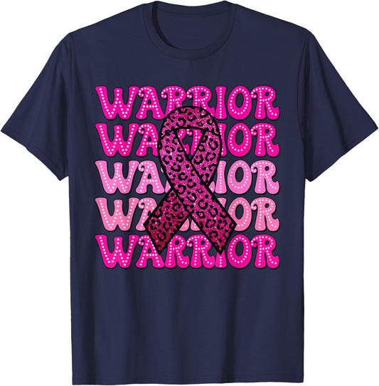 Fight Breast Cancer Awareness Warrior Pink Ribbon Pink Out T-Shirt - T-Shirt | Navy