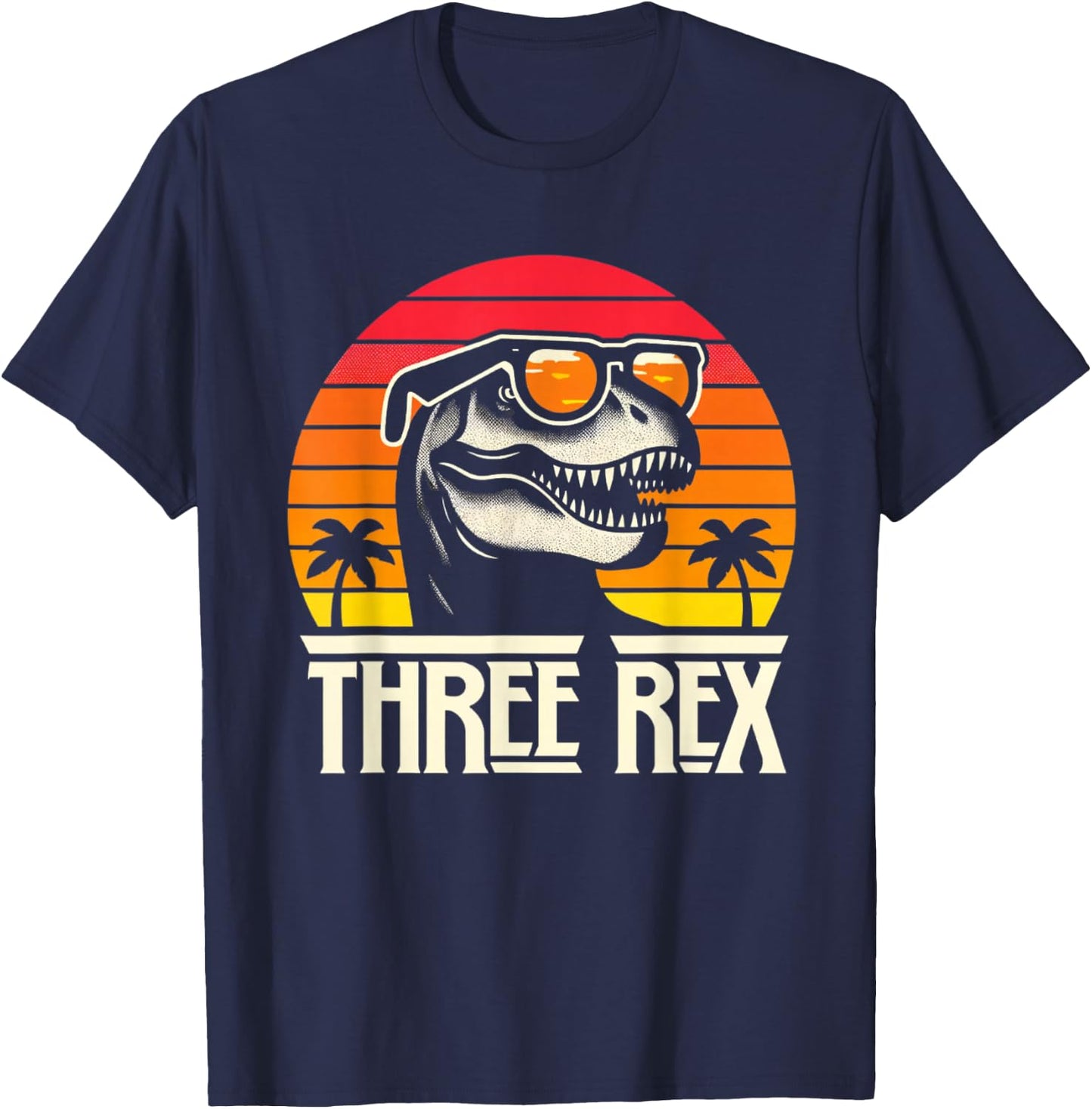 Three Rex 3rd Birthday T Rex Dinosaur Third Bday 3 Year Old T-Shirt - T-Shirt | Navy