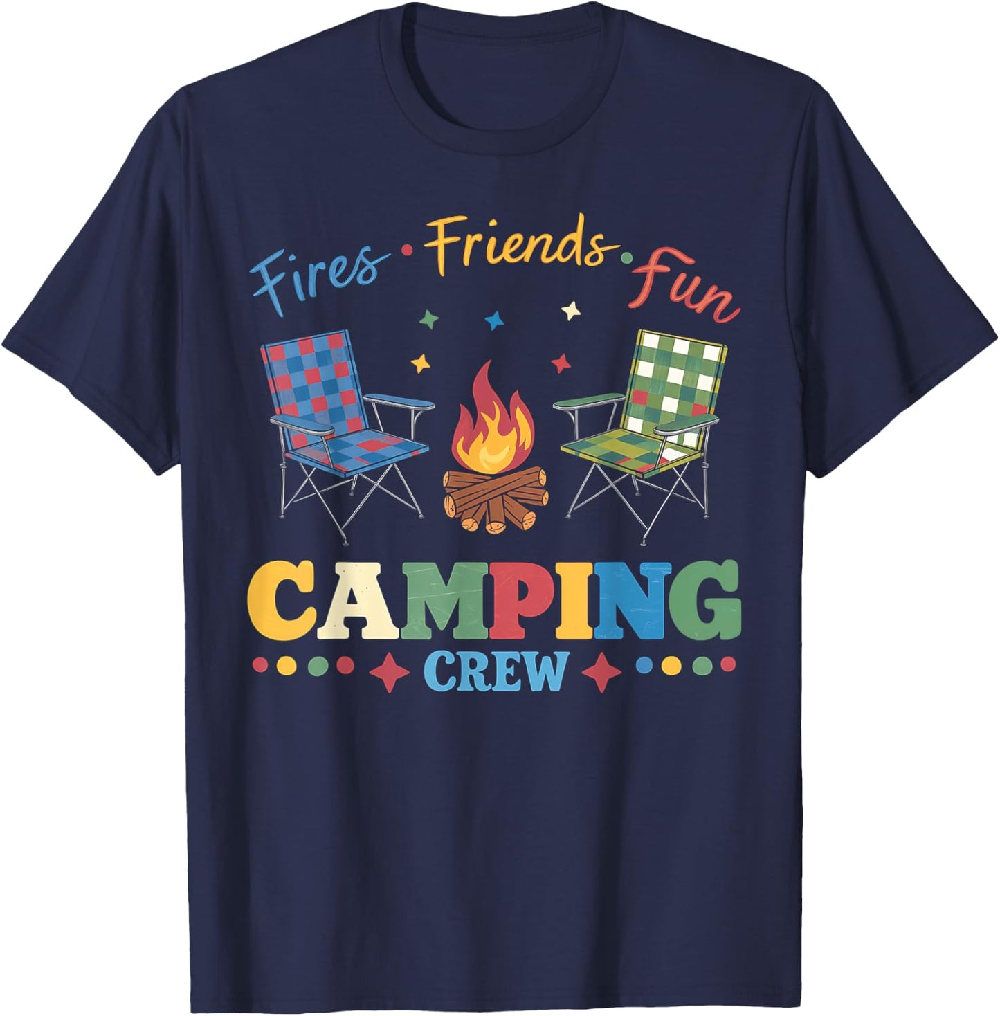 Camping Crew Family Friends Girls Kids Summer Vibes Camper T-Shirt - T-Shirt | Navy