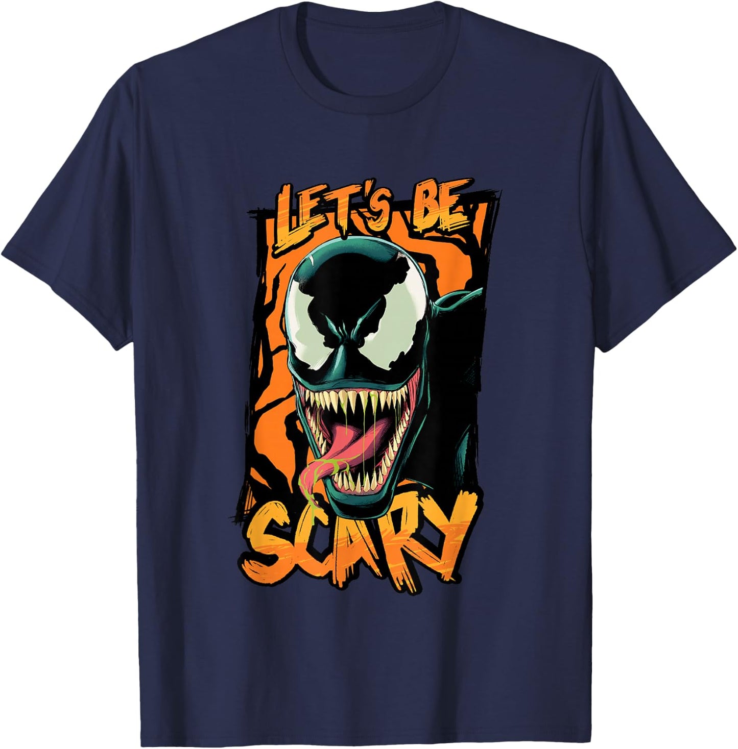 Marvel Classic Halloween Let's Be Scary Venom Portrait T-Shirt - T-Shirt | Navy