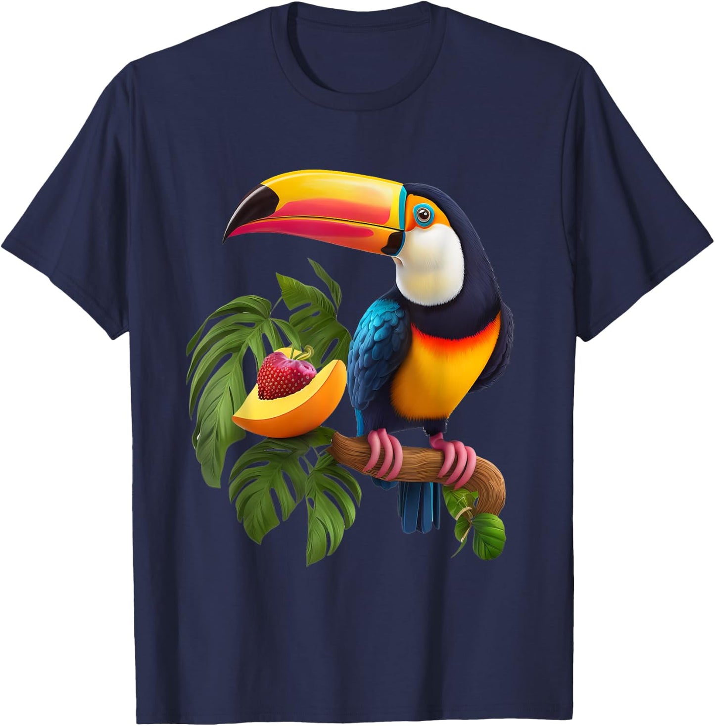 Colorful Toucan For Bird Lovers On A Branch In The Wild T-Shirt - T-Shirt | Navy