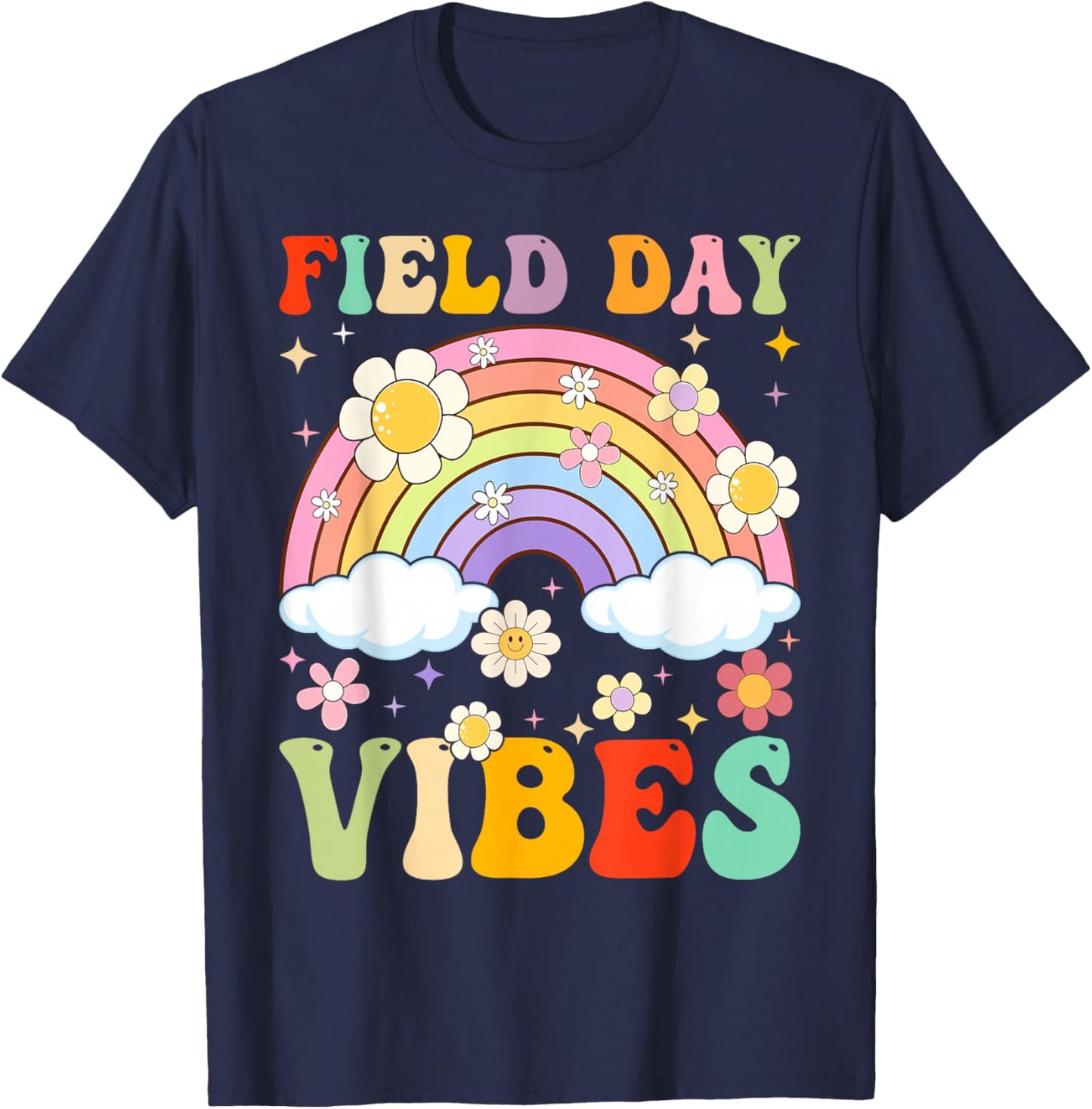 Field Day Vibes Funny For Teacher Kids Happy Field Day T-Shirt - T-Shirt | Navy