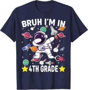 Fourth Grade Dabbing Boy Astronaut Bruh i'm in 4th Grade T-Shirt - T-Shirt | Navy