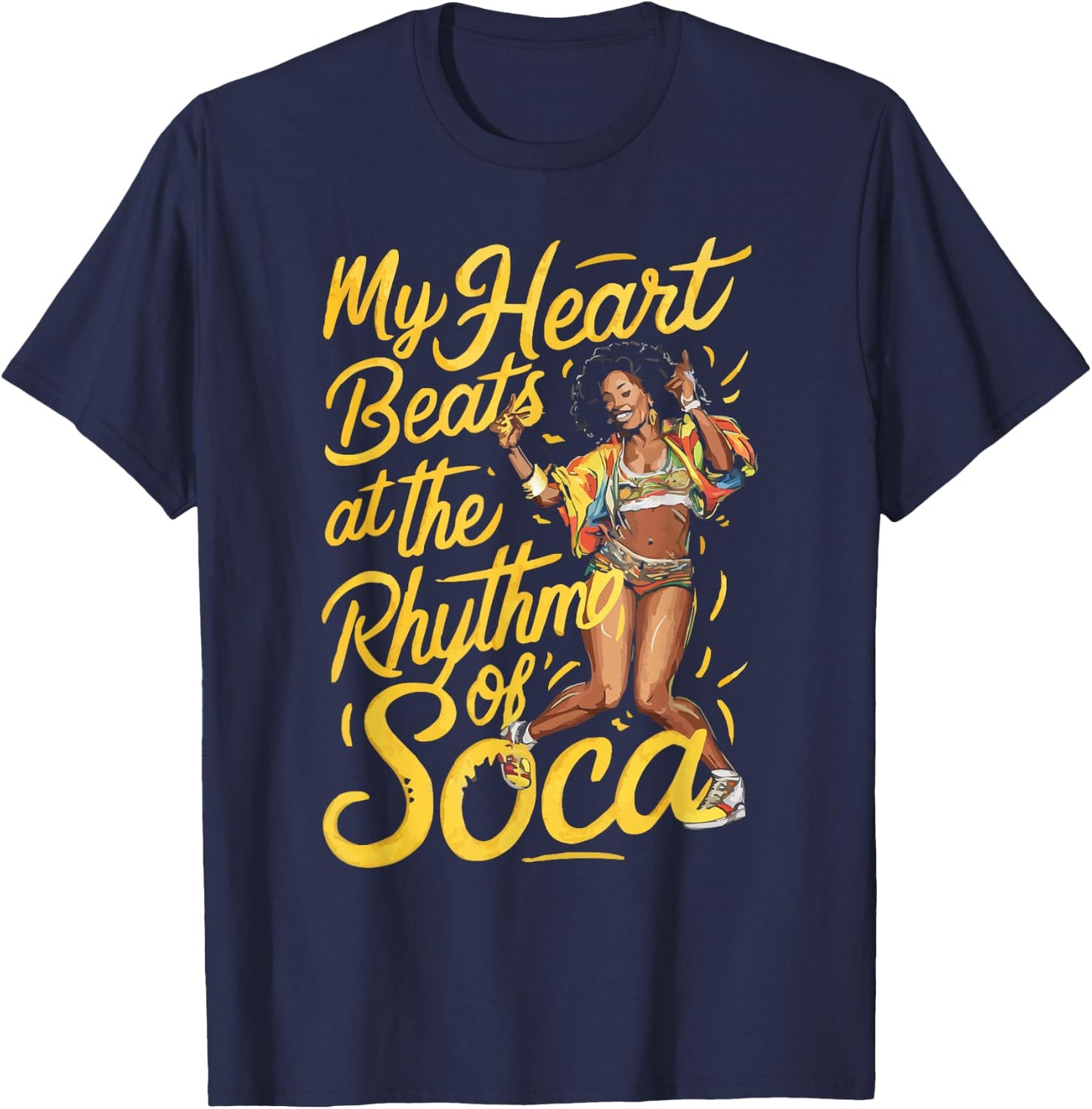 Soca Dancing Trinidad And Tobago Dancer Soca Music T-Shirt - T-Shirt | Navy