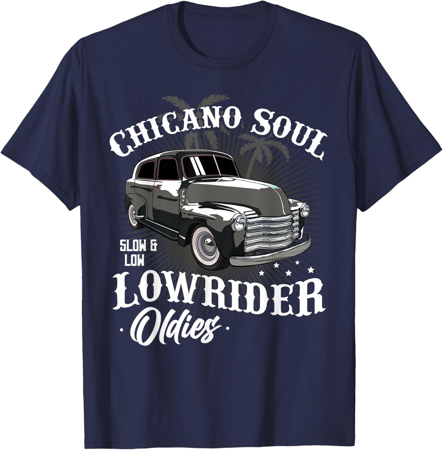 Lowrider Retro Chicano Mexican Latina Rider Cholo Car Lover T-Shirt - T-Shirt | Navy
