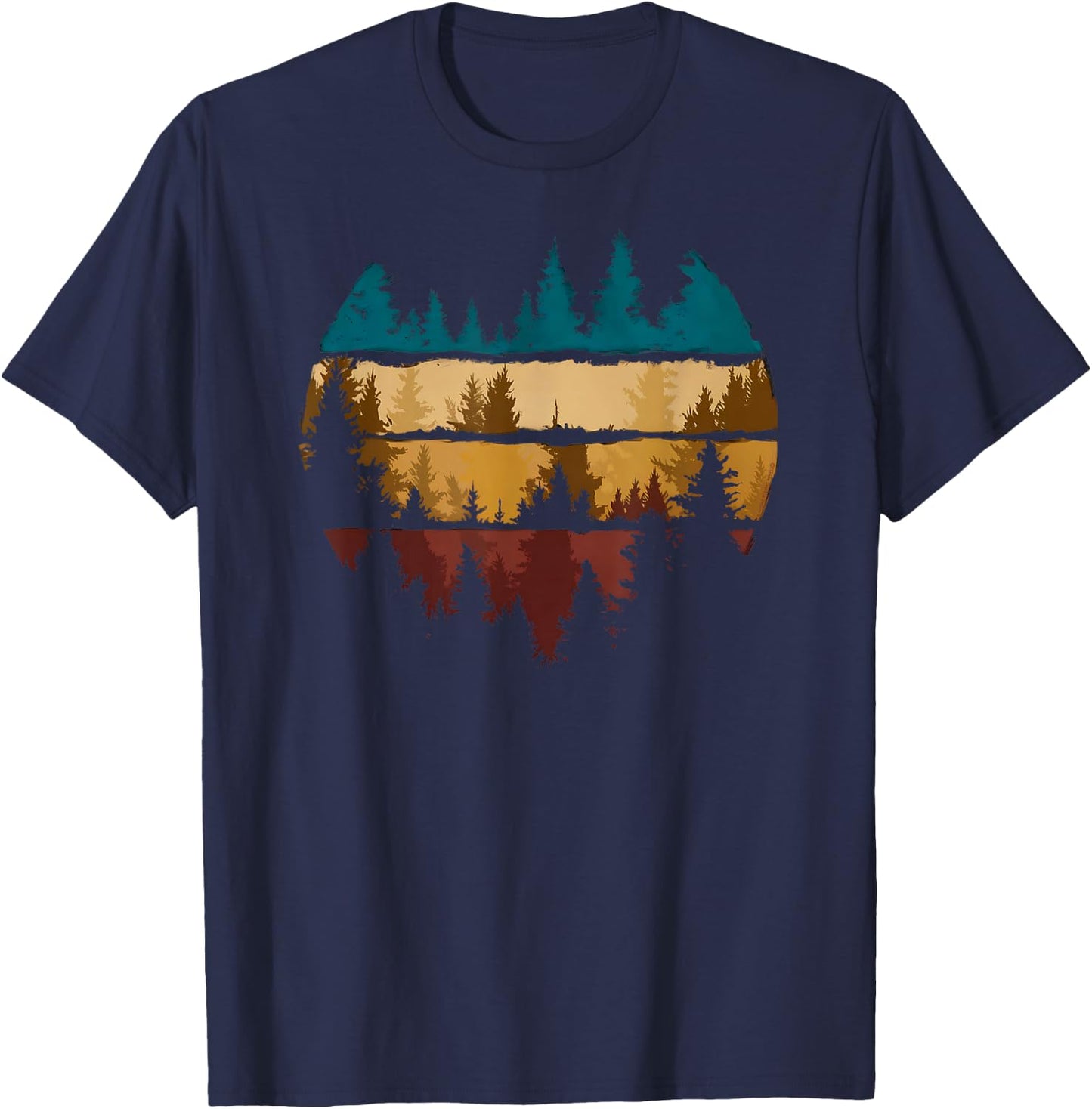 Trees Nature Mountains Adventure Outdoor Wildlife Forest T-Shirt - T-Shirt | Navy