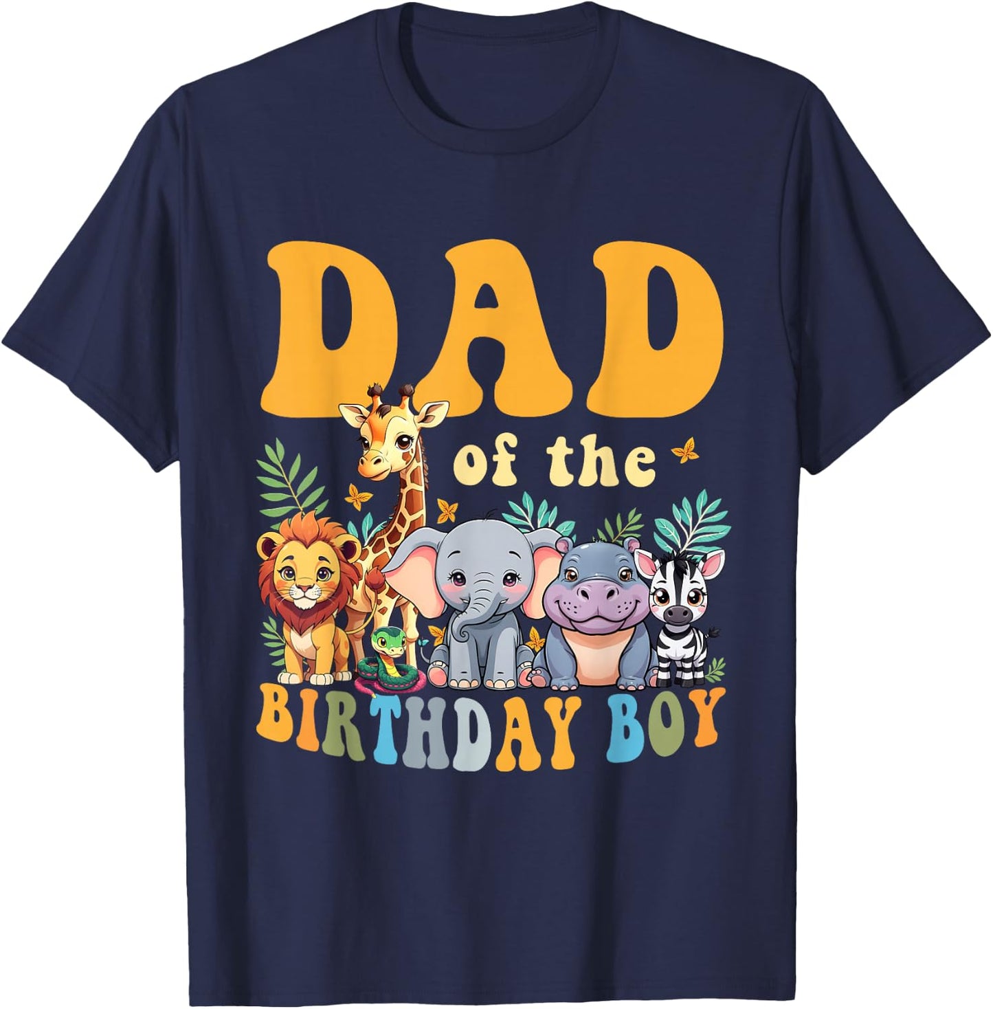Dad of the Birthday Boy Kids Safari Jungle Animal Matching T-Shirt - T-Shirt | Navy