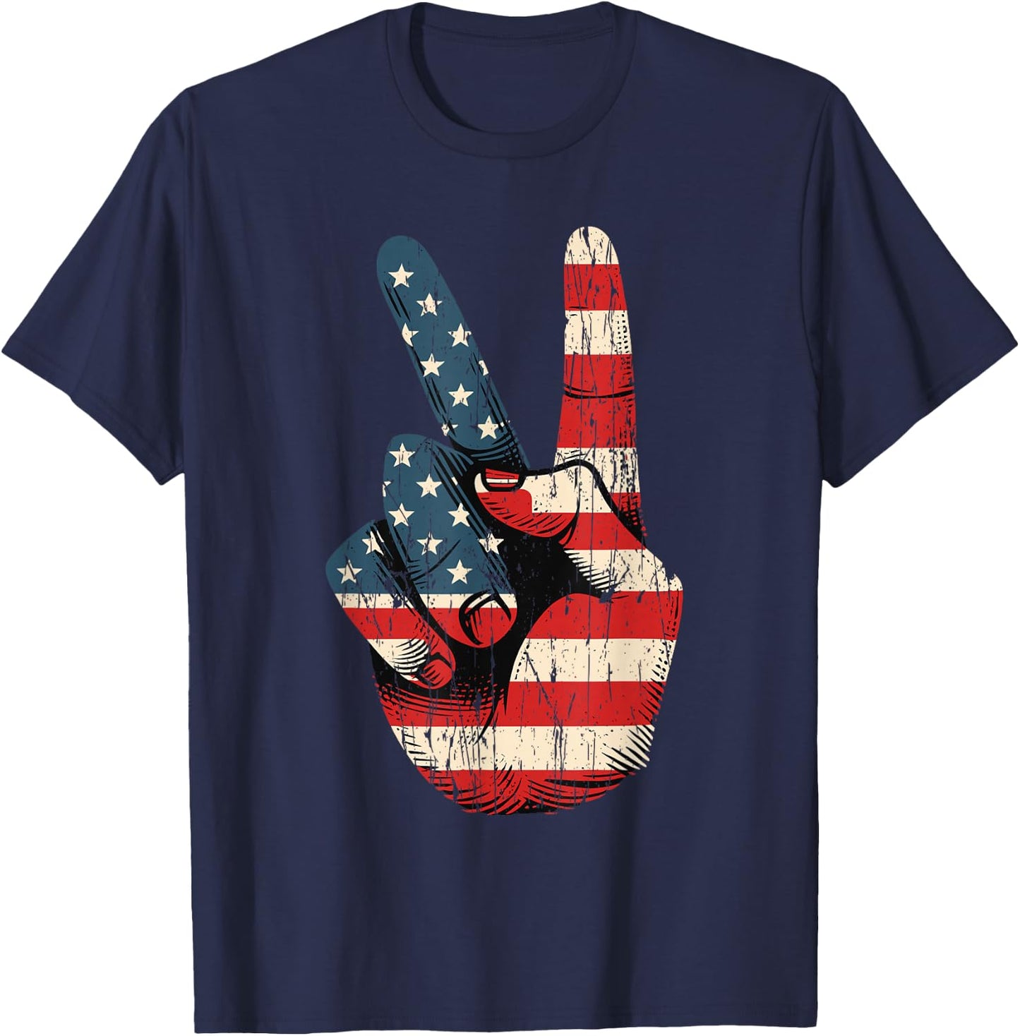 Retro Peace Sign Vintage 60's 70's Hippie T-Shirt - T-Shirt | Navy