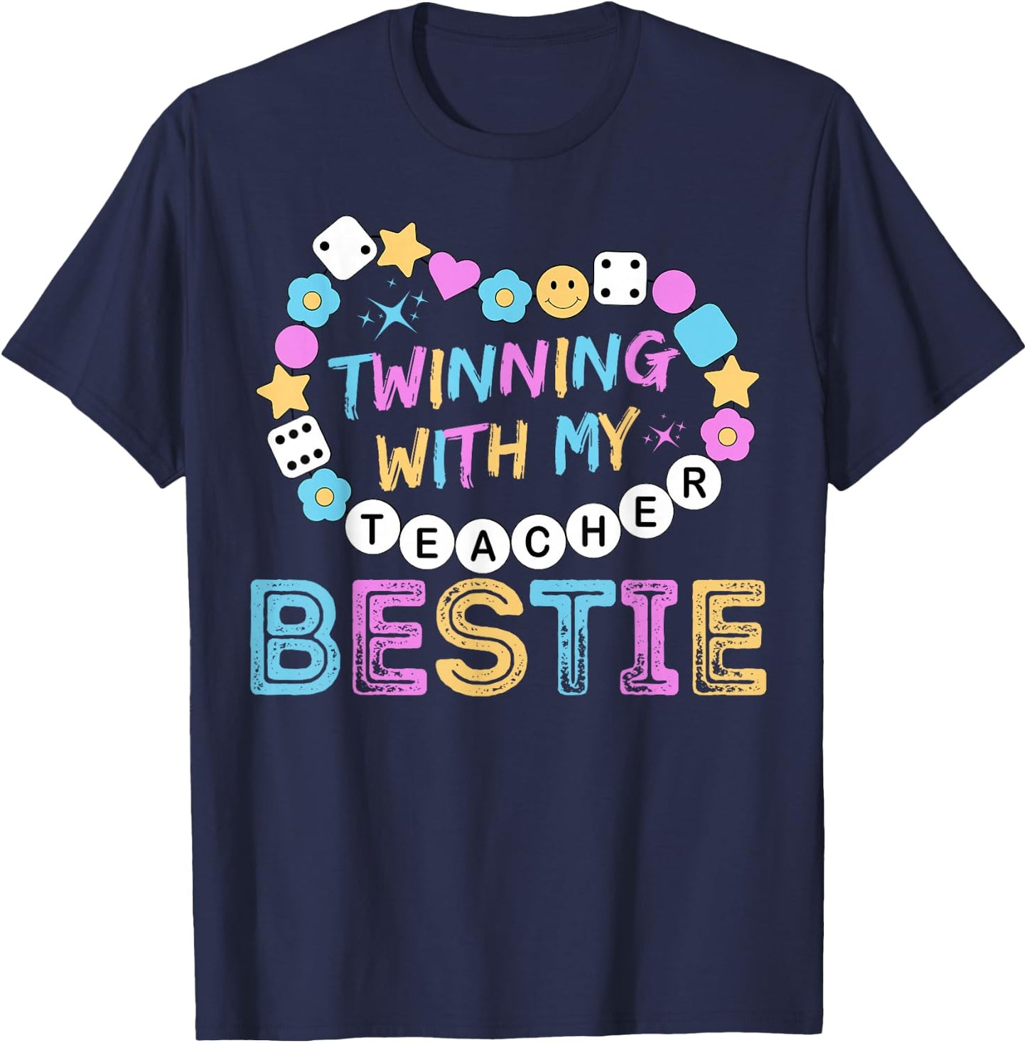 Twin Day Friends Teacher Twinning with My Bestie Matching T-Shirt - T-Shirt | Navy