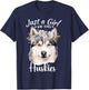 Just a Girl Who Loves Huskies Girls Who Love Dogs Husky Love T-Shirt - T-Shirt | Navy