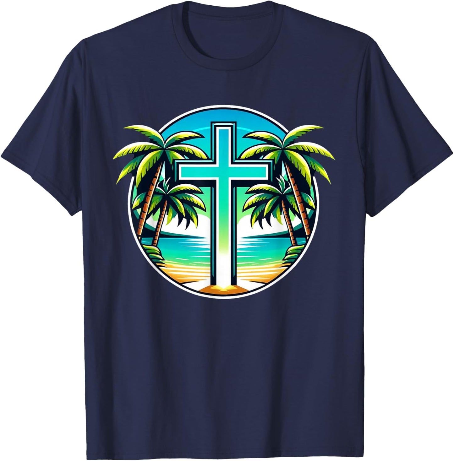 Christian Summer Vacation Island Beach Design T-Shirt - T-Shirt | Navy