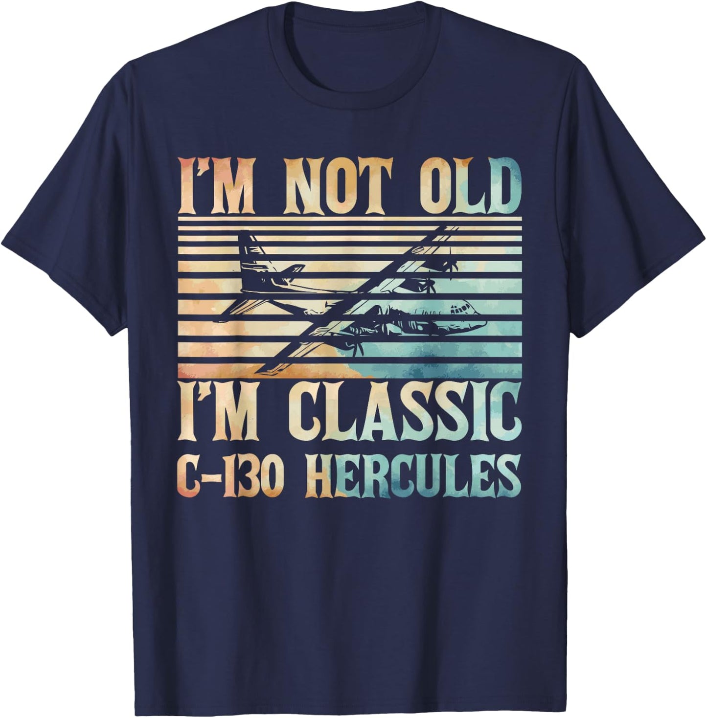C-130 Hercules American USA Military Airplane T-Shirt - T-Shirt | Navy