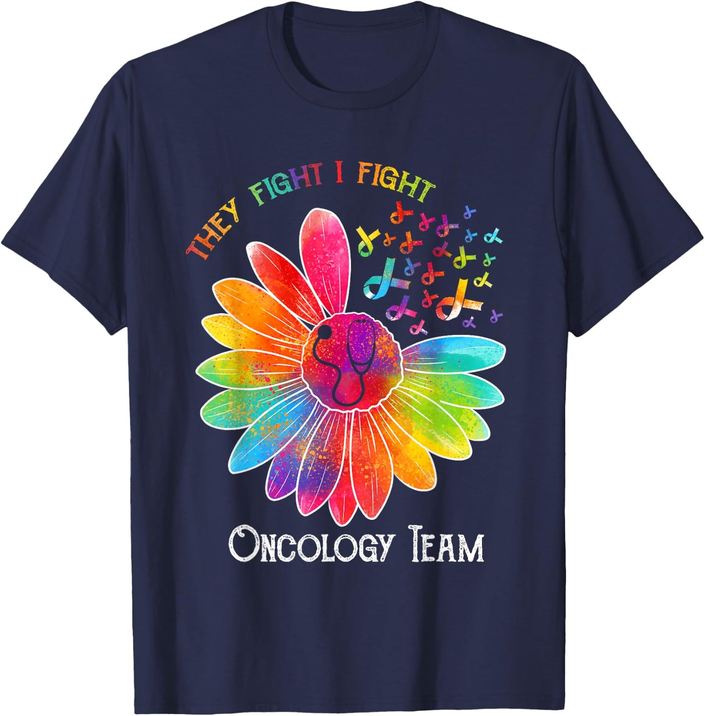 Oncology Team Nurse OCN Nursing Oncologist Sunflower T-Shirt - T-Shirt | Navy