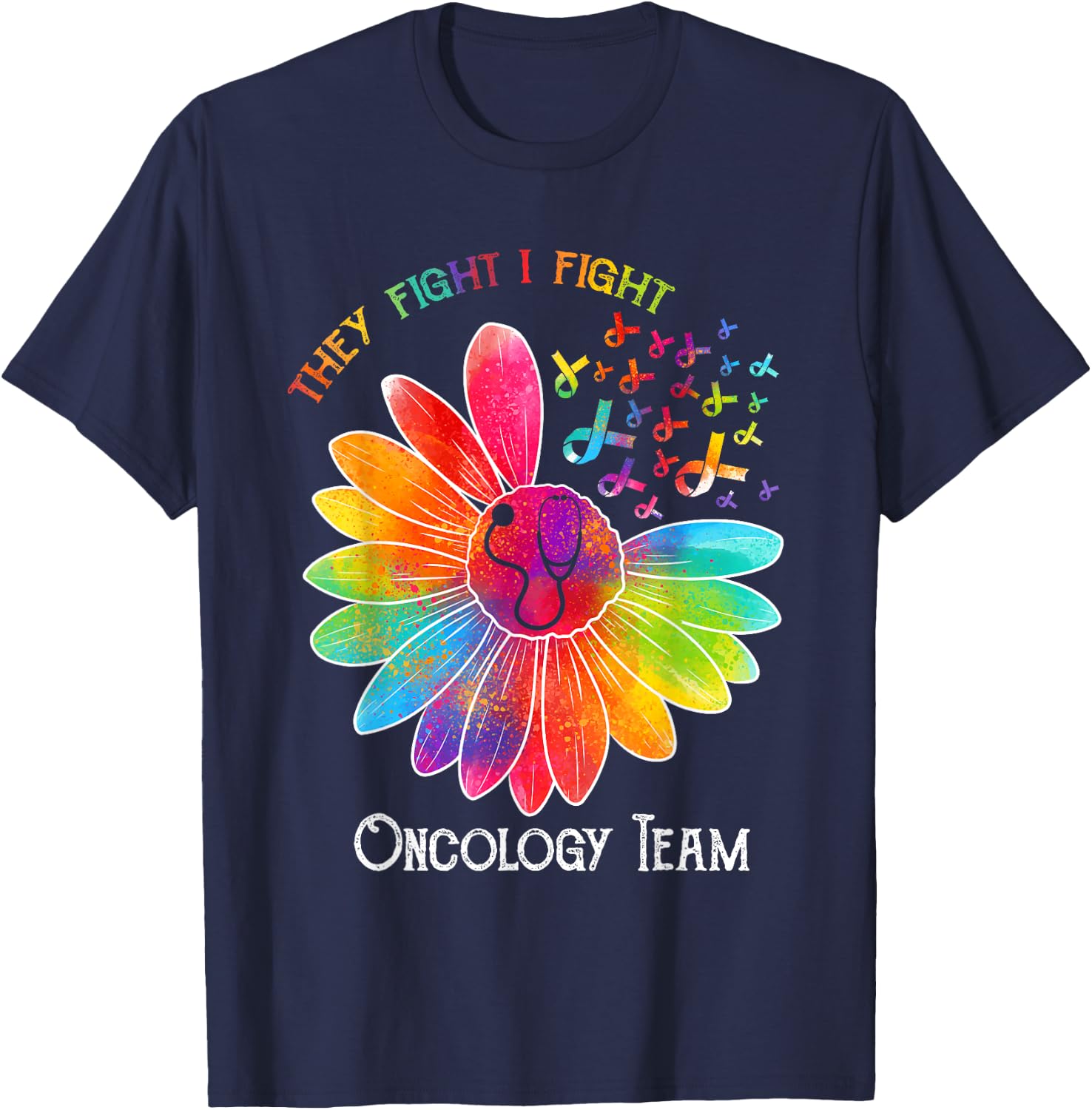 Oncology Team Nurse OCN Nursing Oncologist Sunflower T-Shirt - T-Shirt | Navy