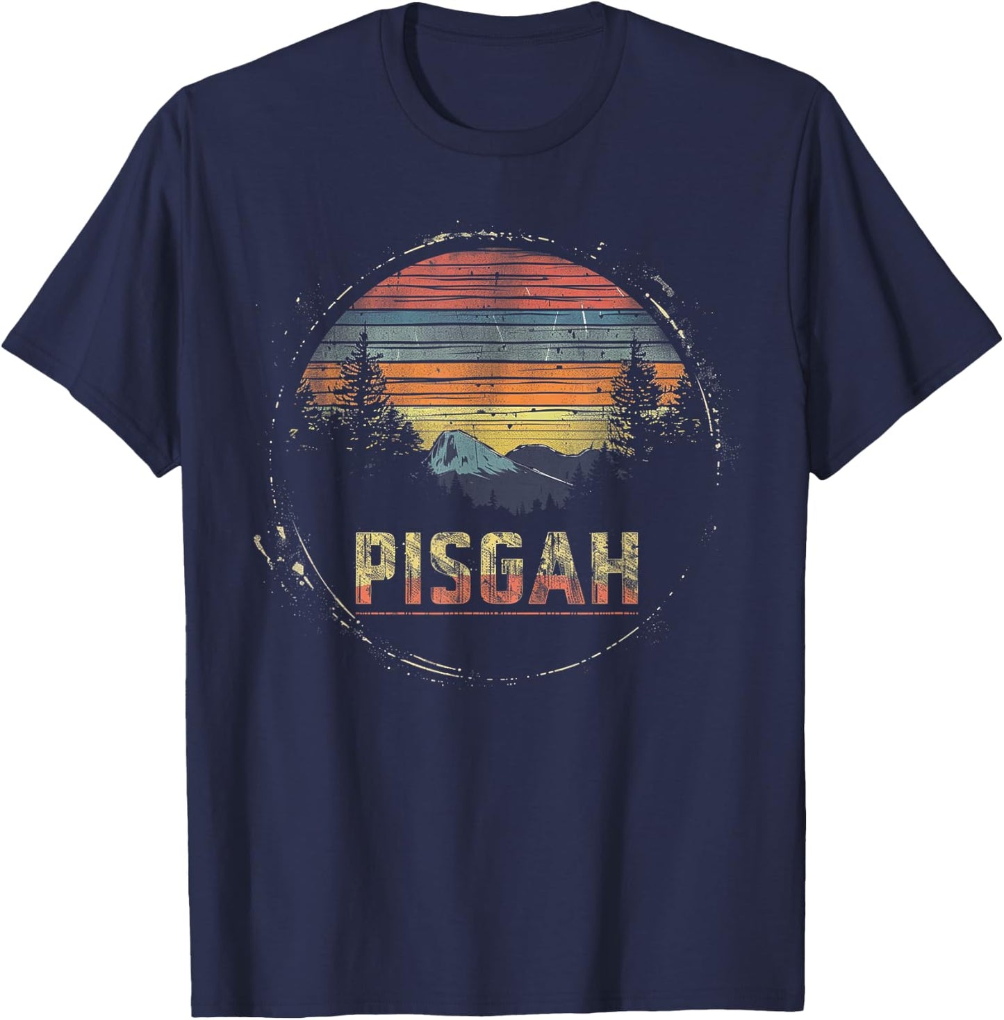 Pisgah -US National Park Forest Vintage Men Women Kids Retro T-Shirt - T-Shirt | Navy