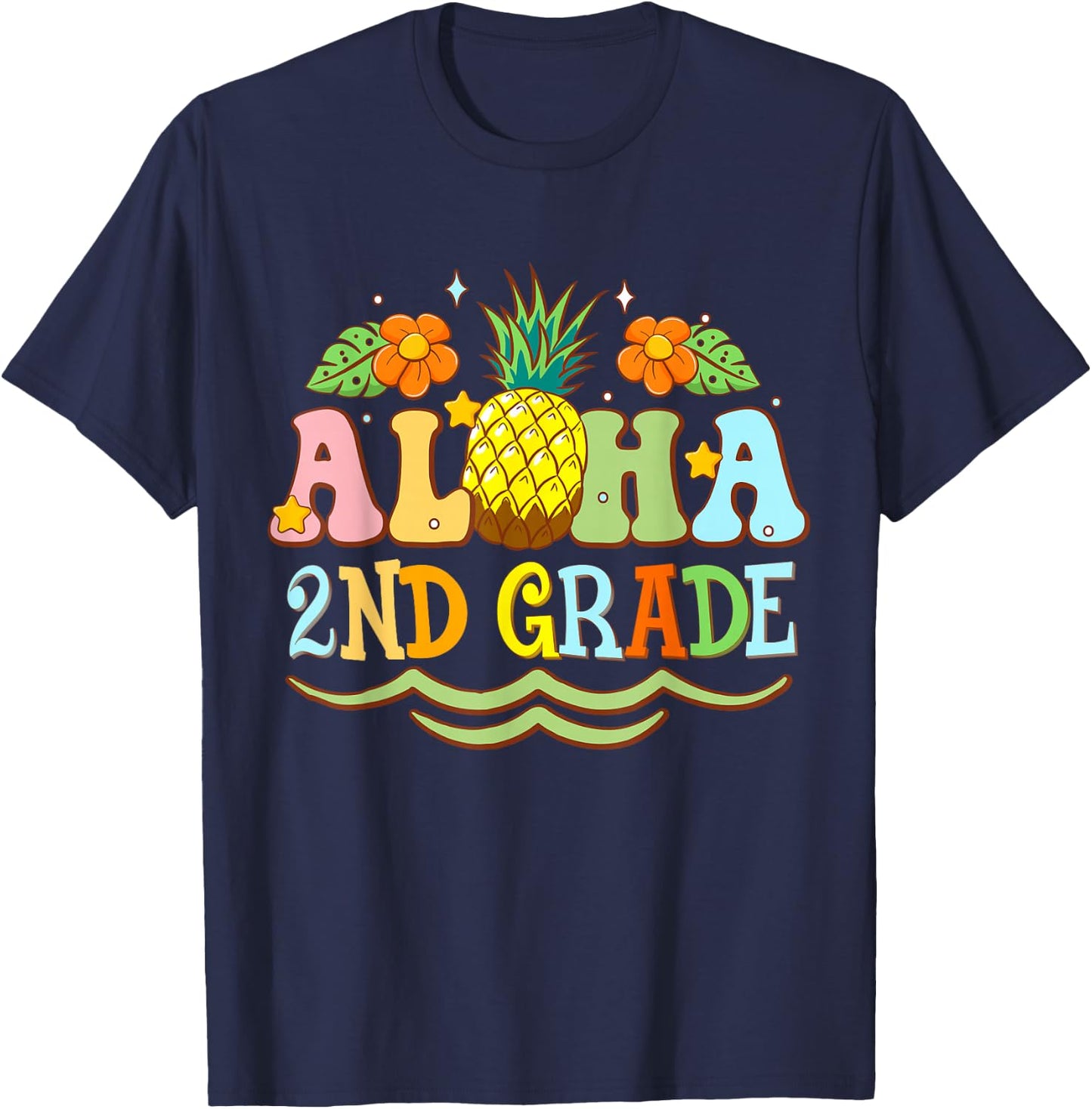 Aloha 2nd Grade Second Teacher First Day Back to School T-Shirt - T-Shirt | Navy