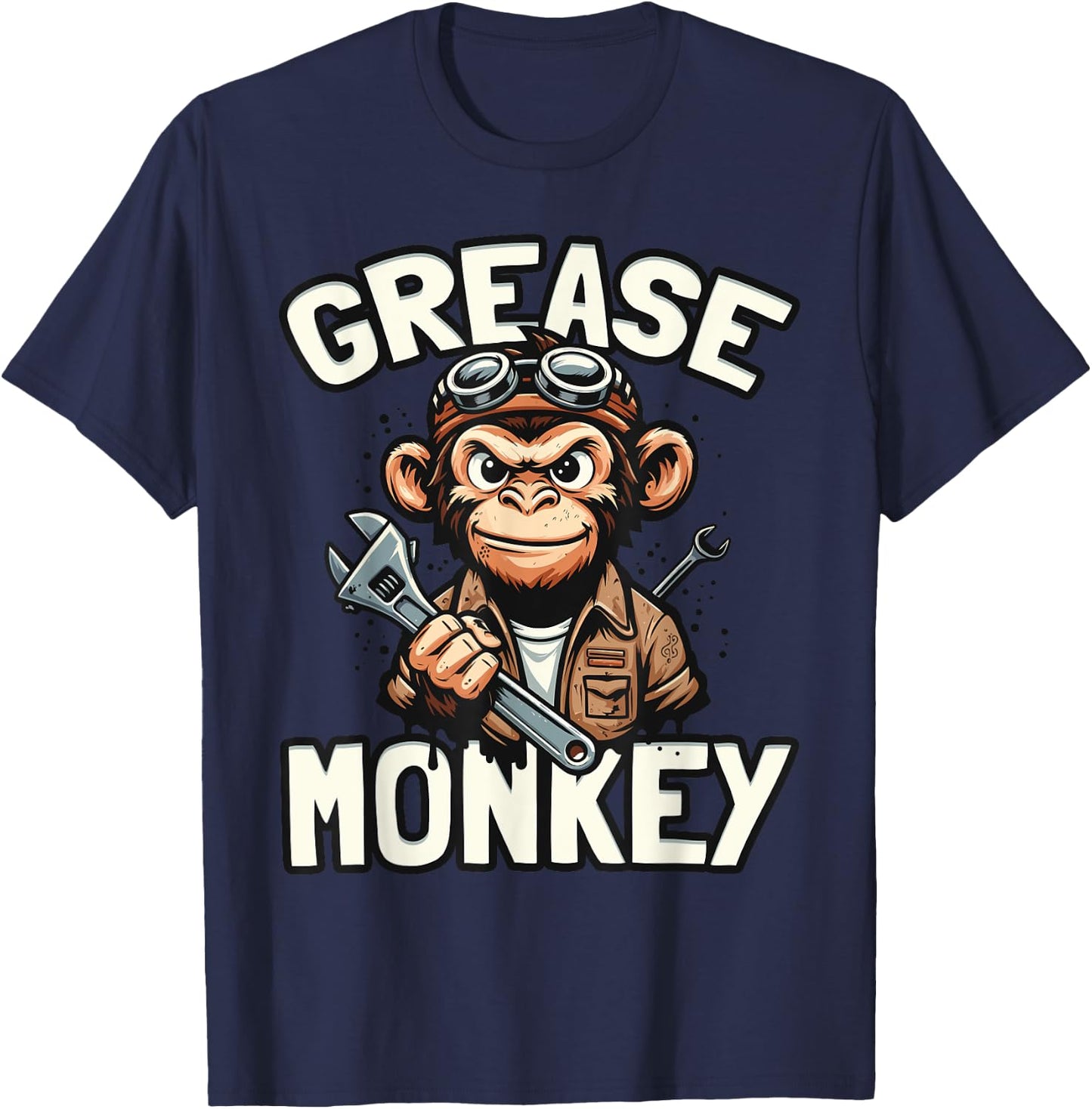 Grease Monkeys Funny Mechanic Car Repair Enthusiast T-Shirt - T-Shirt | Navy