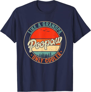 Poopaw Like A Grandpa Only Cooler Retro Father's Day Men T-Shirt - T-Shirt | Navy