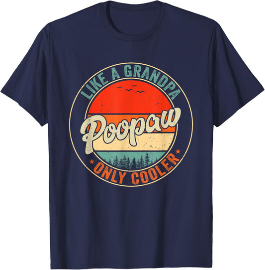 Poopaw Like A Grandpa Only Cooler Retro Father's Day Men T-Shirt - T-Shirt | Navy