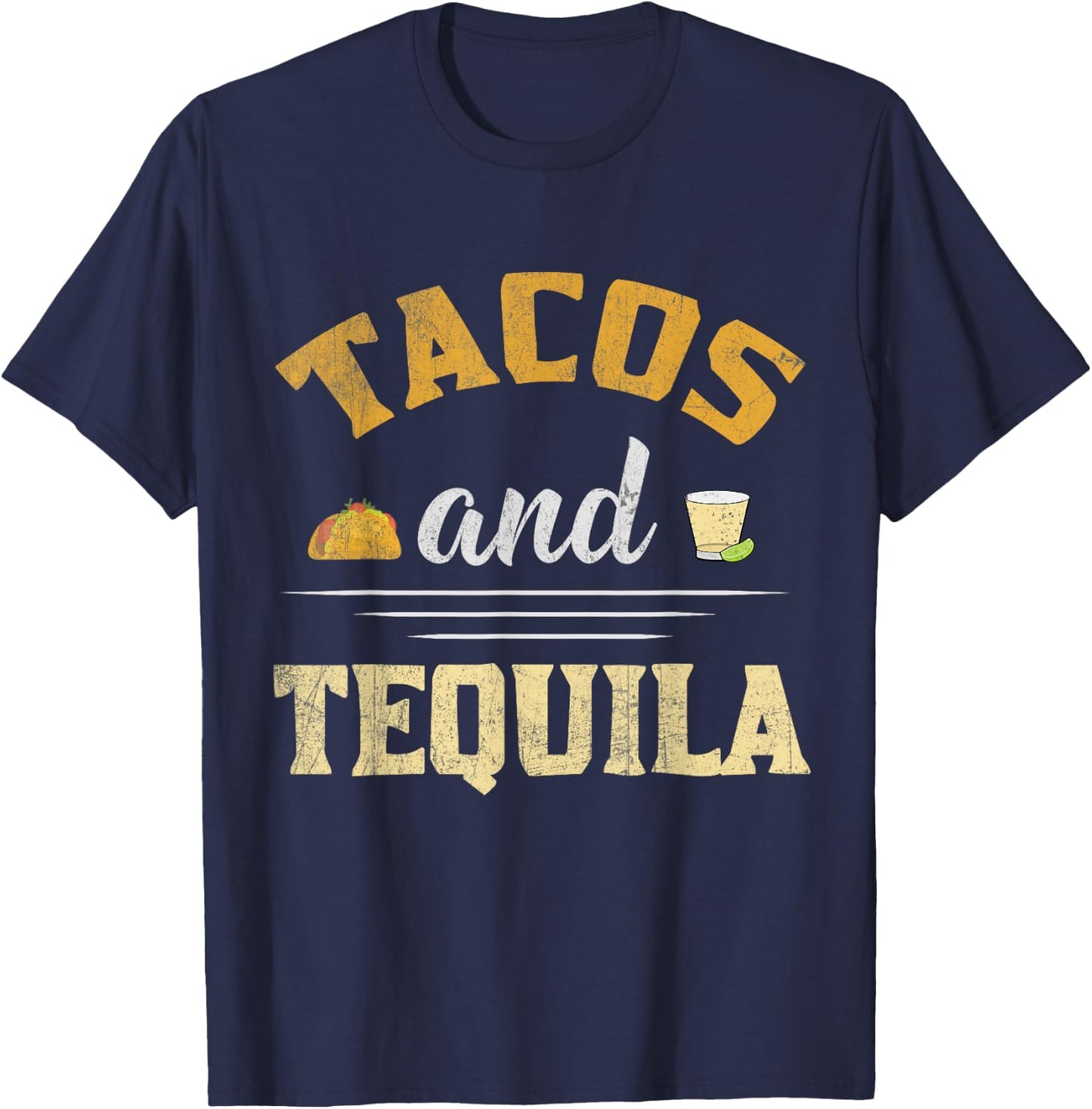 Tacos and Tequila Funny Graphic T-Shirt - T-Shirt | Navy