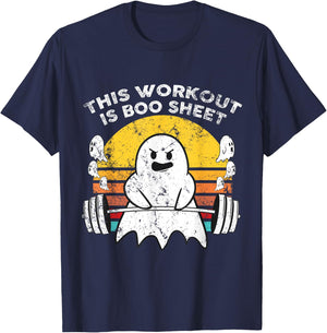 Funny This Workout Is Boo Sheet Halloween Ghost Exercise Gym T-Shirt - T-Shirt | Navy