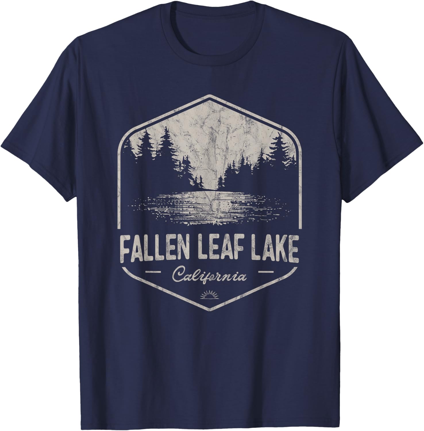 Fallen Leaf Lake California Outdoors Vintage T-Shirt - T-Shirt | Navy