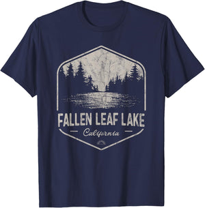 Fallen Leaf Lake California Outdoors Vintage T-Shirt - T-Shirt | Navy