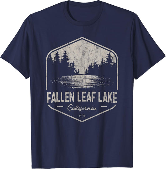 Fallen Leaf Lake California Outdoors Vintage T-Shirt - T-Shirt | Navy
